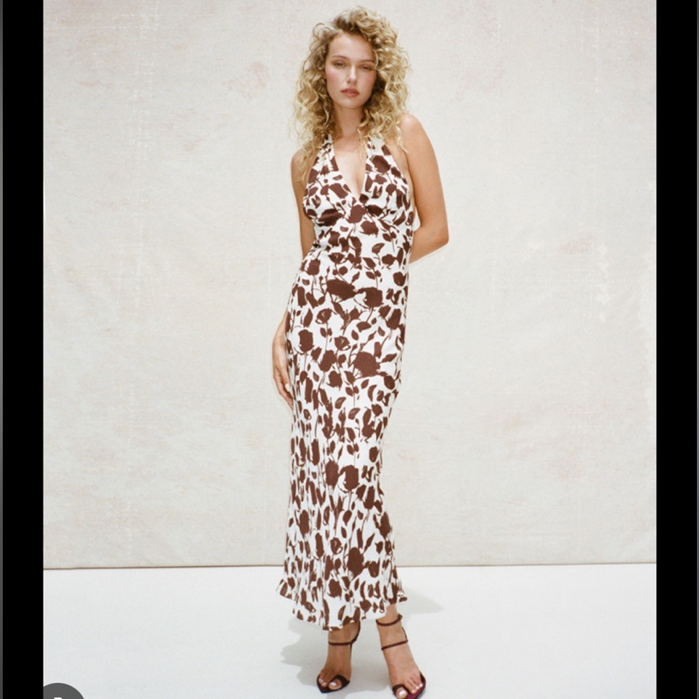 Realisation Par Simone Floral Silk Halter Dress